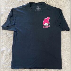 My Melody Sanrio Black Double-Sided T-Shirt, Unisex Size women’s Large.